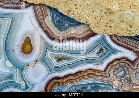 La section 'crazy lace agate', du Mexique. Banque D'Images