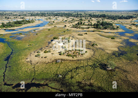 Vue aérienne des îles et les voies d'Okovango centrale située dans le Delta, au Botswana. Date : 18.12.2008 ref : 126466 ZB538  0014 Scolarité obligatoire Banque D'Images