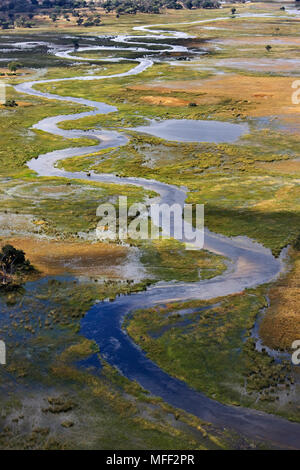 Vue aérienne des îles et les voies d'Okovango centrale située dans le Delta, au Botswana. Date : 18.12.2008 ref : 126466 ZB538  0018 Scolarité obligatoire Banque D'Images