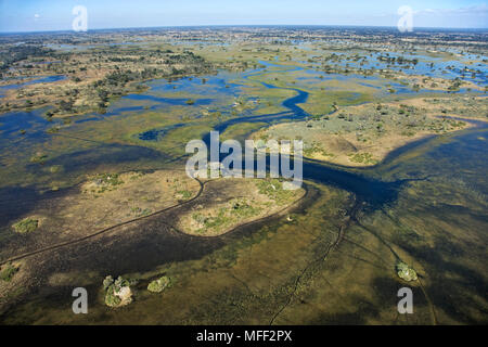 Vue aérienne des îles et les voies d'Okovango centrale située dans le Delta, au Botswana. Date : 18.12.2008 ref : 126466 ZB538  OBLIGATOIRE 0020 Banque D'Images