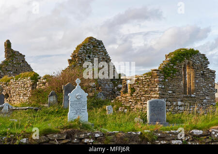 Les vestiges de l'église St Dubhains à Churchtown, construite d'abord par un moine gallois, puis agrandi au 15ème siècle. Le comté de Wexford, Irlande. Banque D'Images