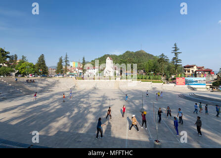 La place principale de la ville de Sapa, SAPA, Vietnam Banque D'Images