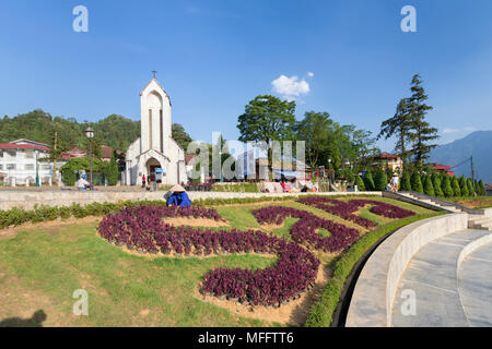 La place principale de la ville de Sapa, SAPA, Vietnam Banque D'Images