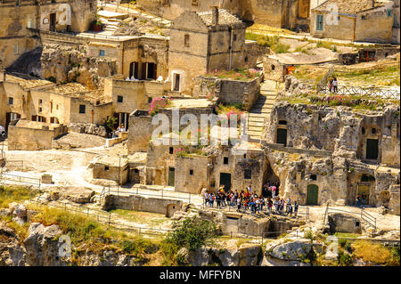 Matera, Pouilles, Italie. Les Sassi et le parc des églises rupestres de Matera. UNESCO World Heritage Banque D'Images