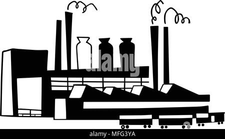 Installations industrielles - Retro Clipart Illustration Illustration de Vecteur