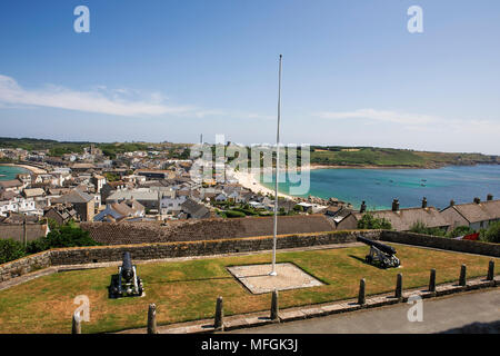 Hugh Town et Porthcressa de Hugh House, St Mary's, Îles Scilly Banque D'Images