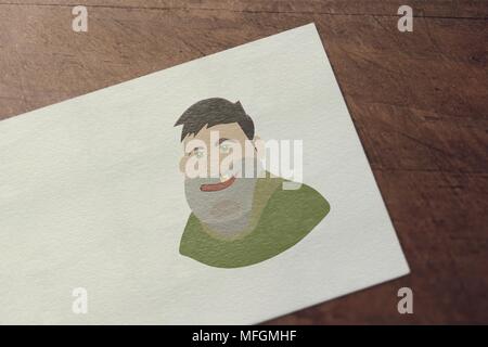 L'homme face avec différents styles.Fishman, cowboy.Set ilustrations pour e-books Banque D'Images