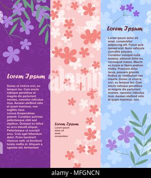 Ensemble de Bannières verticales avec des fleurs et de la place pour votre texte. Vector illustration Illustration de Vecteur
