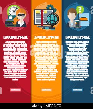 Ensemble de bannières avec le thème du monde des affaires d'électrons et de la formation. Workflow de planification. La conception de votre site web. Vector illustration Illustration de Vecteur