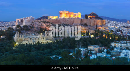 La colline de l'Acropole et le Parthénon à Athènes, Grèce Banque D'Images