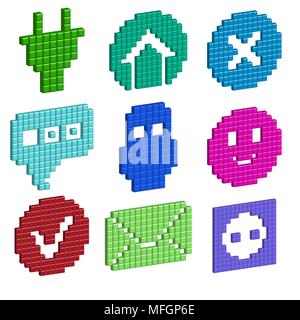 Un ensemble d'icônes de pixels pour votre design individuel. Vector illustration Illustration de Vecteur