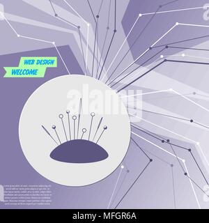 Aiguille à coudre icône sur fond violet moderne abstrait. Les lignes dans toutes les directions. Avec de l'espace pour votre publicité. Vector illustration Illustration de Vecteur