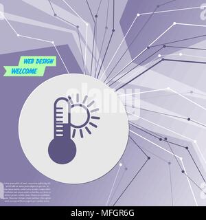 La température, thermomètre, Médecine Météo climat icône sur fond violet moderne abstrait. Les lignes dans toutes les directions. Avec de l'espace pour votre publicité Illustration de Vecteur