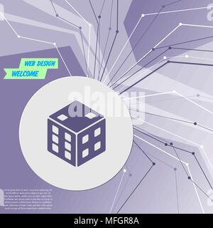 L'icône Game cube violet sur fond moderne abstrait. Les lignes dans toutes les directions. Avec de l'espace pour votre publicité. Vector illustration Illustration de Vecteur