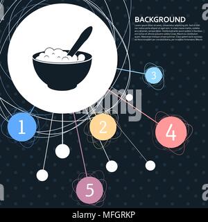 L'icône de porridge avec l'arrière-plan au point et avec style infographique. Vector illustration Illustration de Vecteur