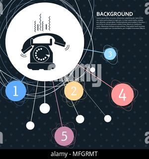 L'icône de téléphone avec l'arrière-plan au point et avec style infographique. Vector illustration Illustration de Vecteur