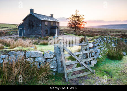 Les nonnes Cross ferme, Dartmoor National Park, Devon, Angleterre, Royaume-Uni, Europe Banque D'Images