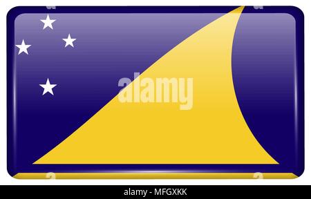Drapeaux des Tokélaou sous la forme d'un aimant sur le réfrigérateur avec les réflexions de lumière. Vector illustration Illustration de Vecteur