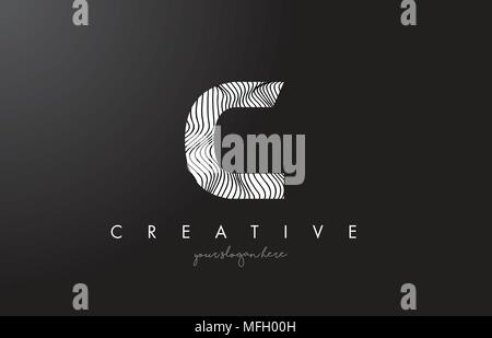 C Lettre Logo avec lignes Zebra Design Texture Vector Illustration. Illustration de Vecteur