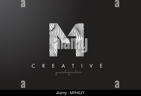 M Lettre Logo avec lignes Zebra Design Texture Vector Illustration. Illustration de Vecteur