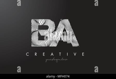 BA B une lettre avec logo Lignes Zebra Design Texture Vector Illustration. Illustration de Vecteur