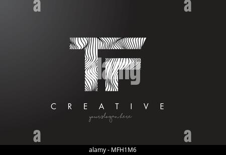 TF T F LETTRE Logo avec lignes Zebra Design Texture Vector Illustration. Illustration de Vecteur