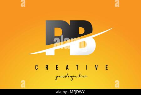 PB P B Lettre Logo Design moderne avec des lettres au milieu coupe Swoosh et fond jaune. Illustration de Vecteur