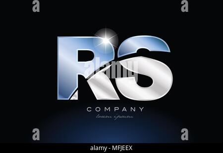 Lettre de l'alphabet rs r s avec logo couleur bleu métal adapté pour une société ou entreprise Illustration de Vecteur