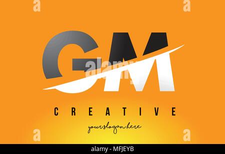 G GM M Lettre Logo Design moderne avec des lettres au milieu coupe Swoosh et fond jaune. Illustration de Vecteur