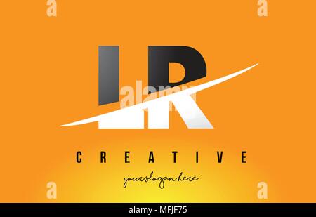 LR L R Lettre Logo Design moderne avec des lettres au milieu coupe Swoosh et fond jaune. Illustration de Vecteur