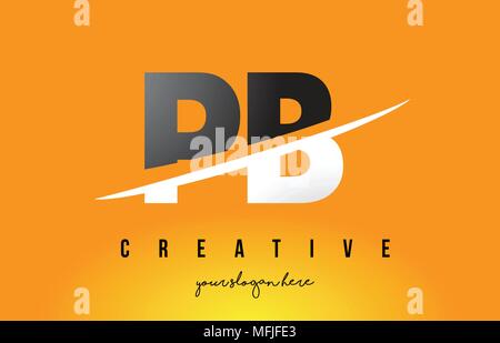 PB P B Lettre Logo Design moderne avec des lettres au milieu coupe Swoosh et fond jaune. Illustration de Vecteur