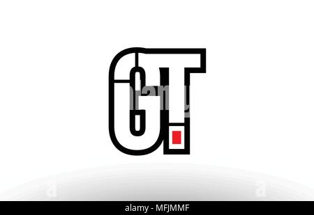 Lettre alphabet noir et blanc logo gt g t conception combinaison approprié pour une société ou entreprise Illustration de Vecteur