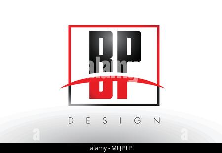 BP B P Les lettres du logo avec les couleurs rouge et noir et Swoosh. Vecteur de conception créative lettre. Illustration de Vecteur