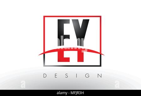 EY E Y Les lettres du logo avec les couleurs rouge et noir et Swoosh. Vecteur de conception créative lettre. Illustration de Vecteur