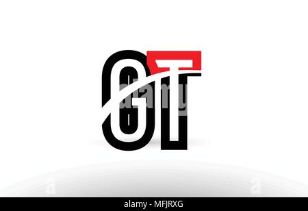 Noir blanc et rouge lettre alphabet gt g t combinaison logo design adapté pour une société ou entreprise Illustration de Vecteur