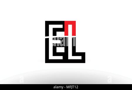 Noir blanc et rouge lettre alphabet el e l combinaison logo design adapté pour une société ou entreprise Illustration de Vecteur