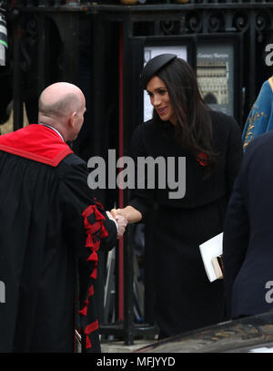 Londres, Royaume-Uni. 25 avril 2018. Meghan Markle assiste au Service de l'ANZAC de commémoration et d'action de grâce, l'abbaye de Westminster, Londres, le 25 avril 2018. Service de l'ANZAC de commémoration et d'action de grâce, l'abbaye de Westminster, Londres, le 25 avril 2018. Crédit : Paul Marriott/Alamy Live News Banque D'Images