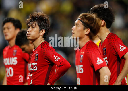 Chiba, Japon. Apr 25, 2018. Yosuke Kashiwagi (REDS) Football/soccer : 2018 J1 match de championnat entre Kashiwa Reysol 1-0 Urawa Red Diamonds à SANKYO FRONTIER Kashiwa Stadium à Chiba, Japon . Credit : Yusuke Nakanishi/AFLO SPORT/Alamy Live News Banque D'Images