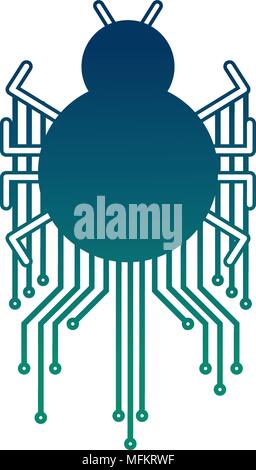 Sécurité La sécurité informatique virus bug attaque électronique du circuit Illustration de Vecteur