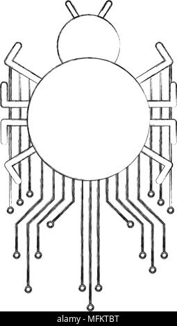 Sécurité La sécurité informatique virus bug attaque électronique du circuit Illustration de Vecteur