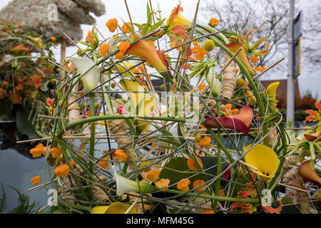 Noordwijkerhout, Pays-Bas - 21 Avril 2017 : décorations floristique à la traditionnelle parade des fleurs Bloemencorso de Noordwijk à Haarlem dans l Banque D'Images