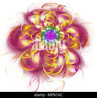 Abstract fractal. motif à fleurs colorées futuriste rendu 3d illustration floral art motif fantaisie.. digital art design élément. abstract the Banque D'Images