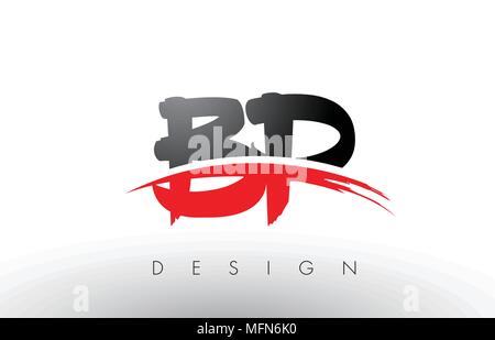 BP B Pinceau P Les lettres du logo design avec des couleurs rouge et noire et Pinceau Lettre Concept. Illustration de Vecteur