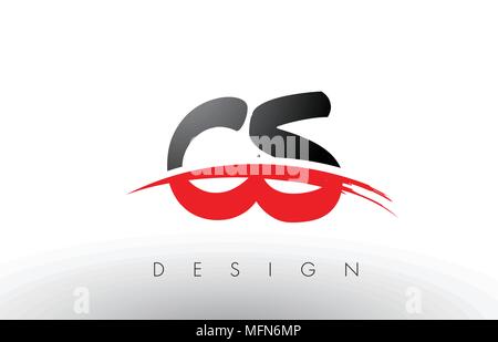 CS C S Les lettres du logo de brosse Design avec des couleurs rouge et noire et Pinceau Lettre Concept. Illustration de Vecteur