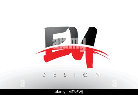 EY E Y badigeonner les lettres du logo design avec des couleurs rouge et noire et Pinceau Lettre Concept. Illustration de Vecteur