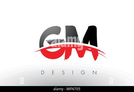 G GM M Brosse les lettres du logo design avec des couleurs rouge et noire et Pinceau Lettre Concept. Illustration de Vecteur