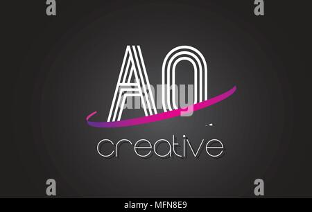 AQ A Q Lettre avec Logo Design Lignes et violet Swoosh Vector Illustration des lettres. Illustration de Vecteur