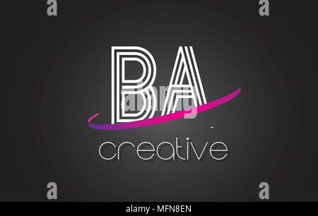 BA B une lettre avec Logo Design Lignes et violet Swoosh Vector Illustration des lettres. Illustration de Vecteur