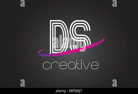 DS D S Logo Lettre avec des lignes design et logo Swoosh Violet Vector Illustration des lettres. Illustration de Vecteur