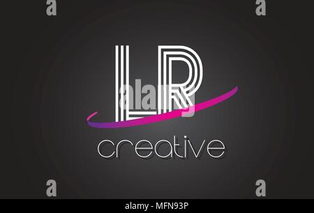 LR L R Lettre avec Logo Design Lignes et violet Swoosh Vector Illustration des lettres. Illustration de Vecteur